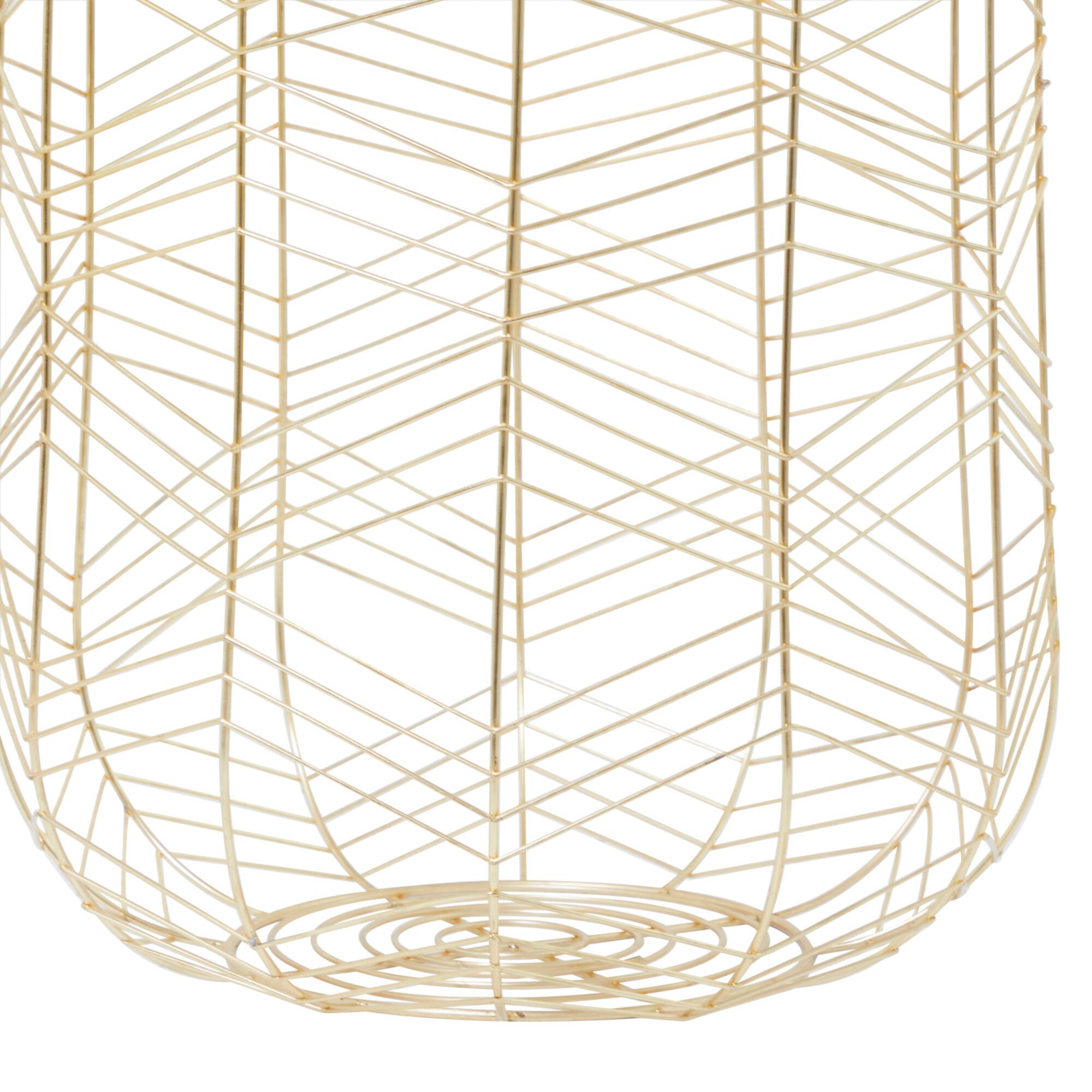 CosmoLiving by Cosmopolitan Gold Metal Storage Basket with Faux Leather Handles Set of 3 16", 14", 12"
